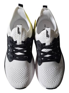 Avia Lightweight Knit Running Sneakers in White & Black